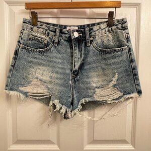 Superdown Shorts Distressed Light Blue High Rise Denim Shorts size 27